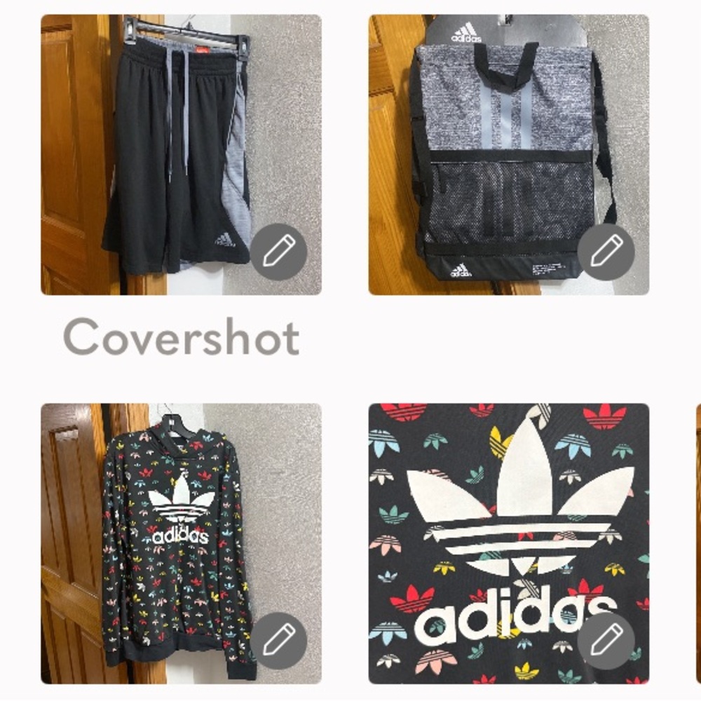 ADIDAS OUTFIT=Backsack+shorts🩳18/20+Multi-Logo 2 pocket Hoodie XL yr 15